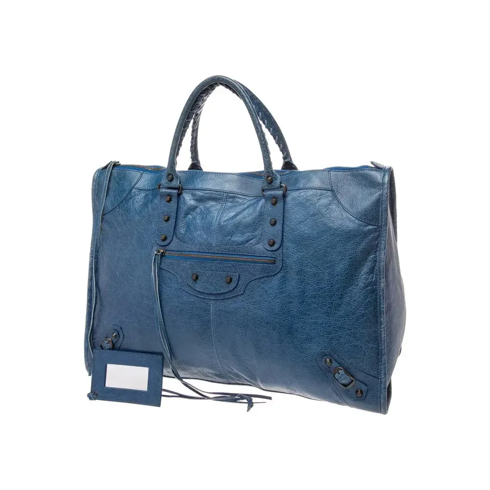 BALENCIAGA Vintage Weekender XL City Bag Blue Moto